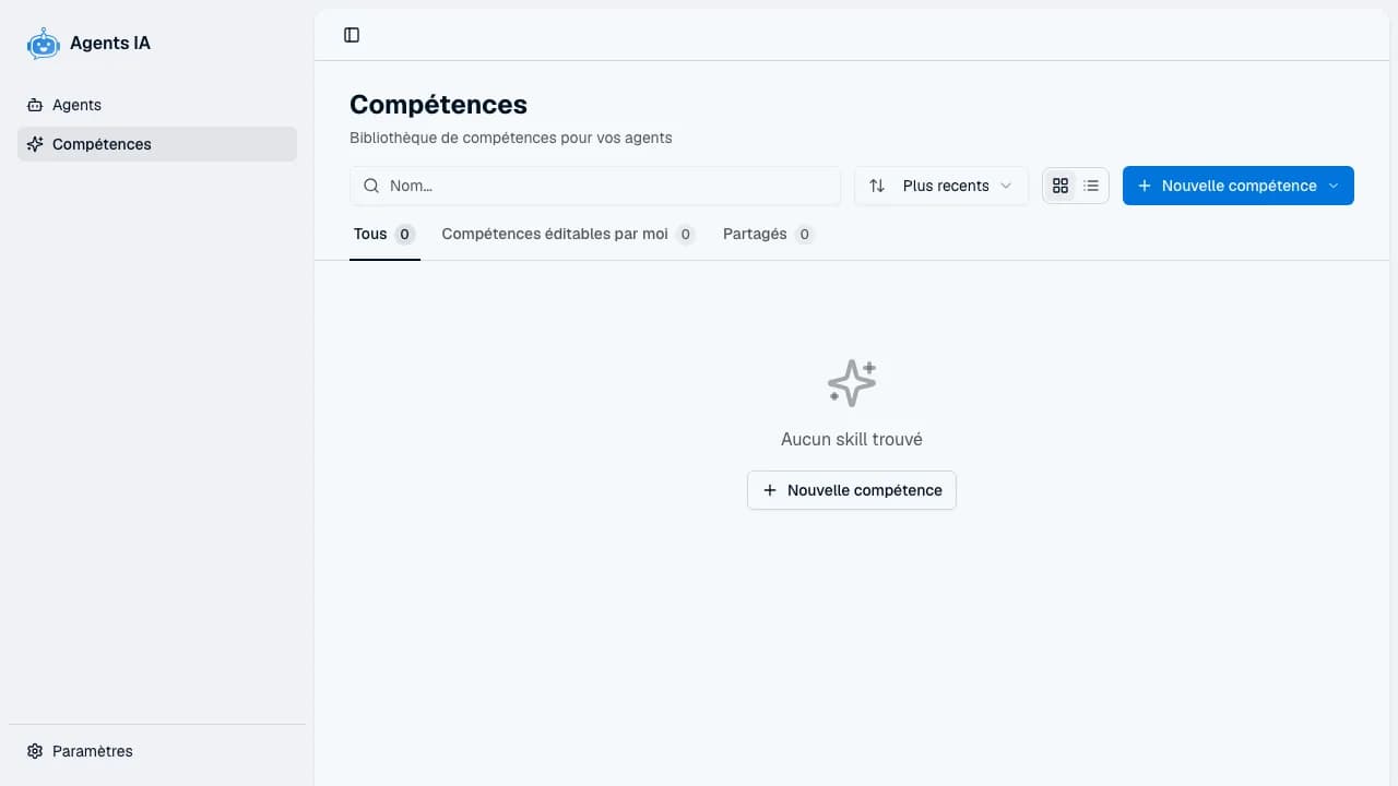 Éditeur d'une compétence au format SKILL.md